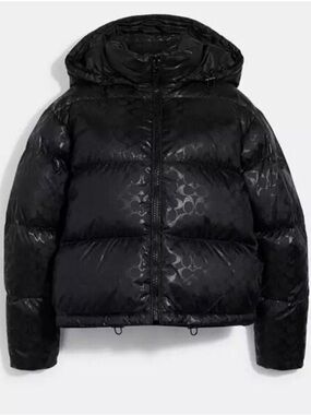 Coach Black Down Quilted Jacket Puffer Cropped Size XS